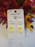 Bunny & Bloom Mini Set - Yellow/White Country Craft Barn Post Pack Earrings (SS-006)