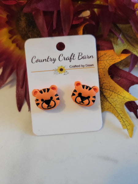 Tiger Tots - Orange Country Craft Barn Little One Post Earrings (M-003)