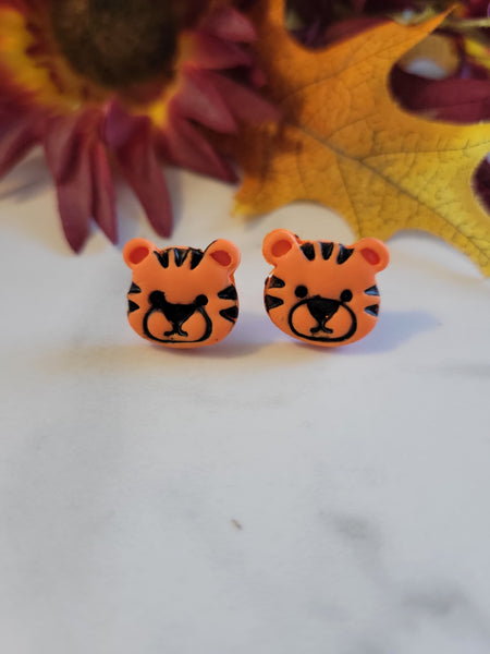Tiger Tots - Orange Country Craft Barn Little One Post Earrings (M-003)
