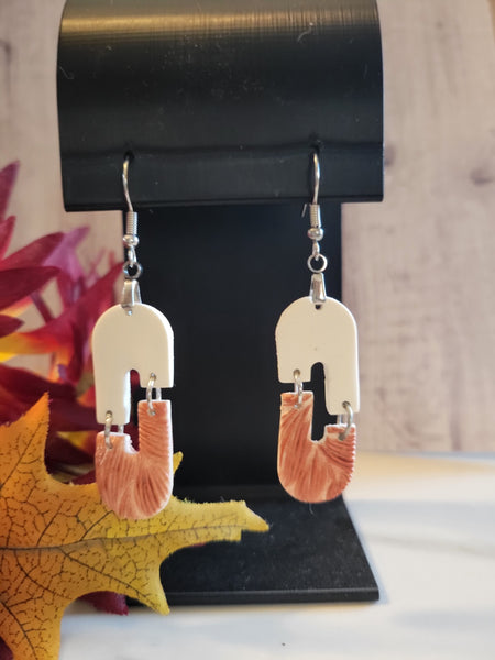 Copper Maple Breeze - Copper/White Country Craft Barn Earrings (E-447)