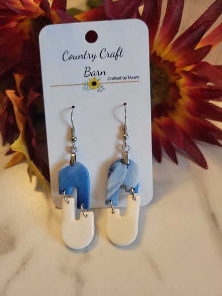 Arctic Mist Arches - Blue/White Country Craft Barn Earrings (E-446)