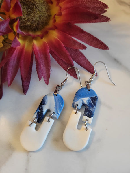 Arctic Mist Arches - Blue/White Country Craft Barn Earrings (E-446)