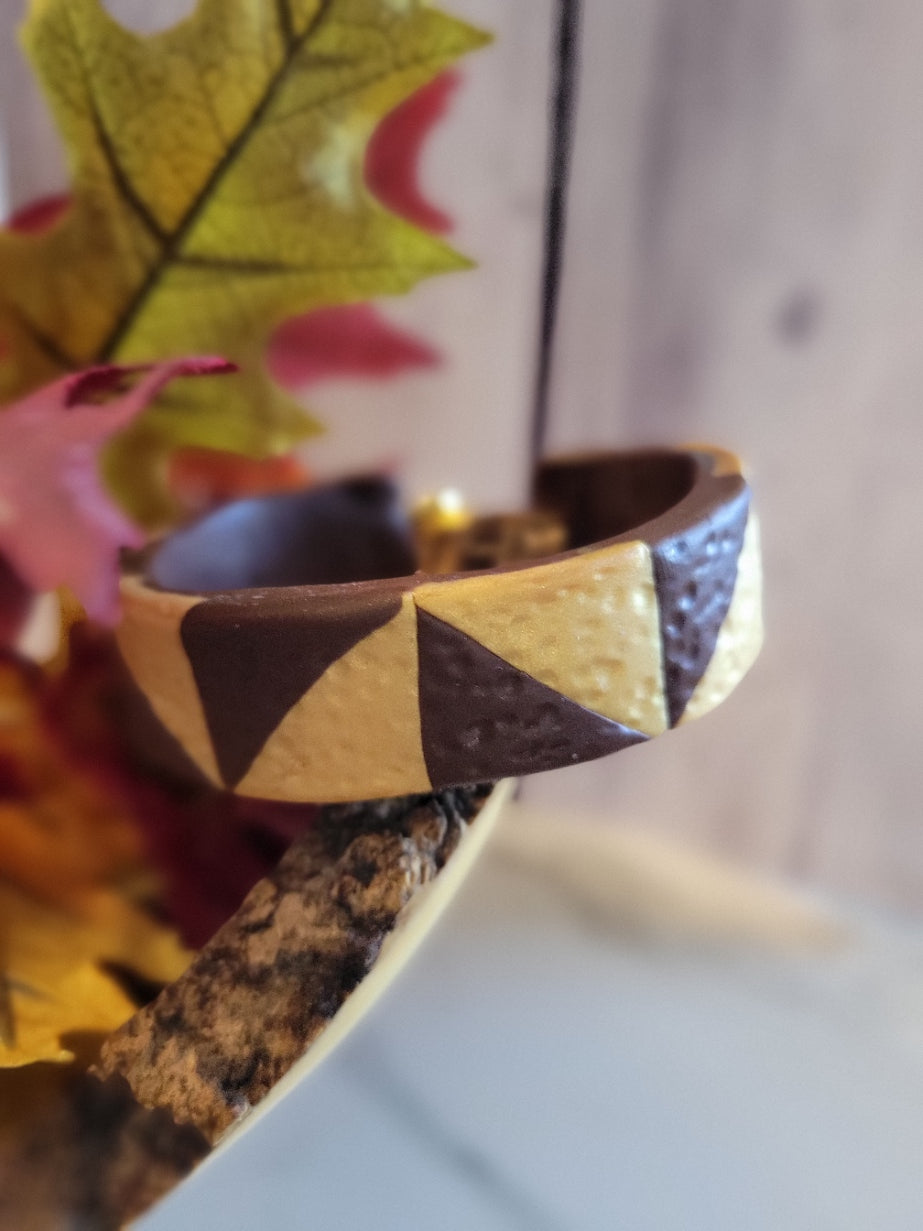 Harvest Mosaic Magnetic Cuff - Brown/Gold Country Craft Barn Bracelet (B-377)