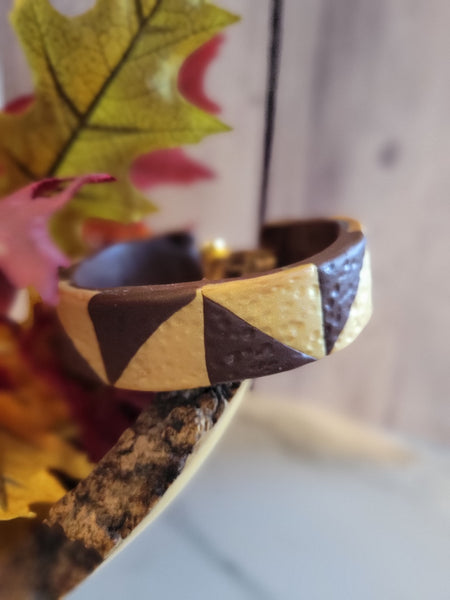 Harvest Mosaic Magnetic Cuff - Brown/Gold Country Craft Barn Bracelet (B-377)
