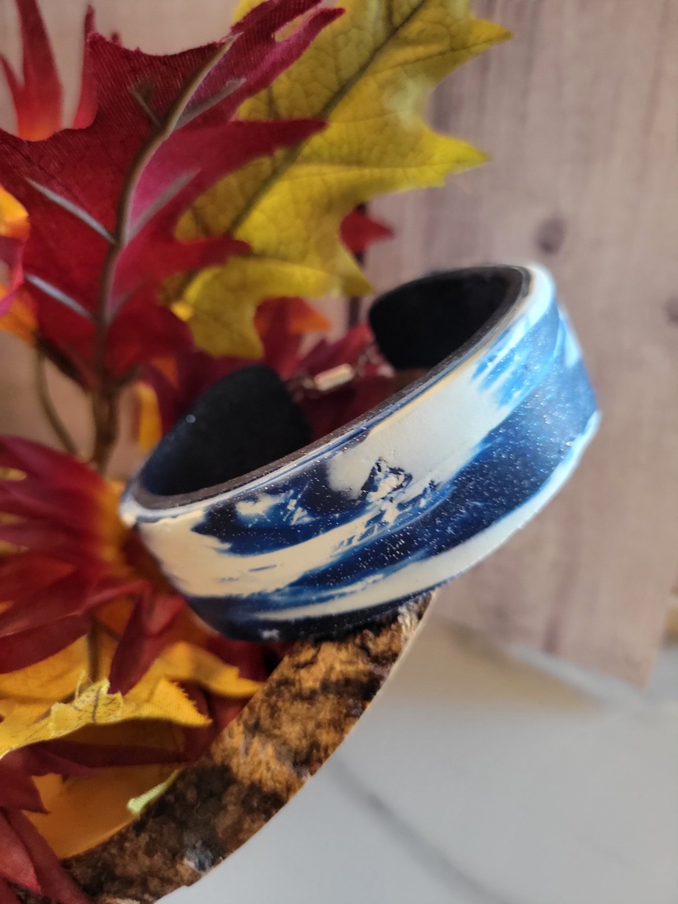 Skyfall Marble Cuff - Blue/White Country Craft Barn Bracelet (B-379)