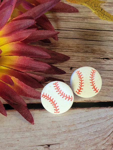 Game Day Baseball -  Red/White Country Craft Barn Earrings (E-465)