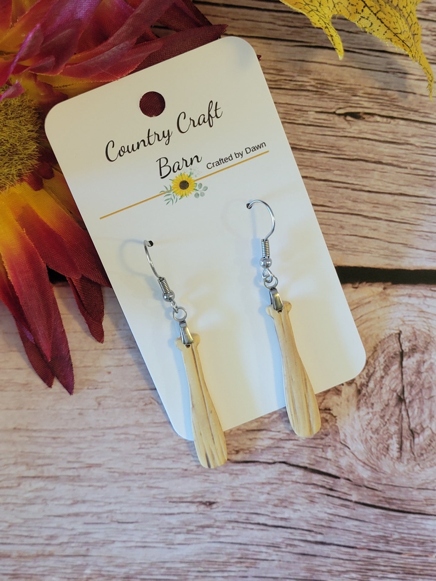 Sandlot Swing -  Brown Country Craft Barn Earrings (E-463)
