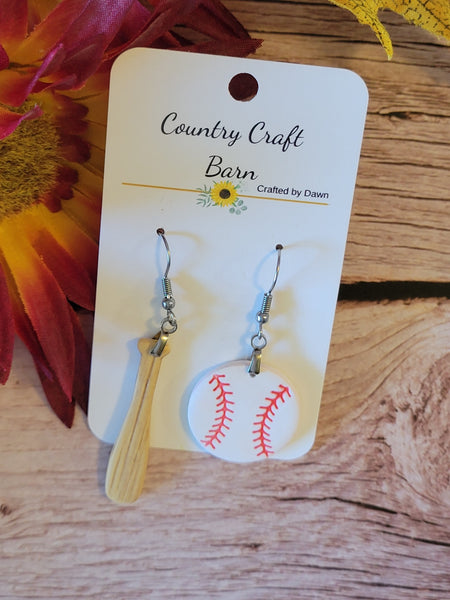 Game Day Duo -  Brown/White Country Craft Barn Earrings (E-464)