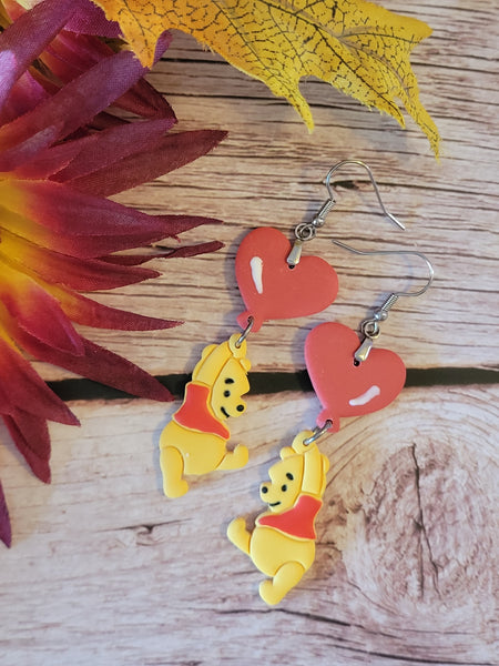 Honeybear Heart - Red Country Craft Barn Earrings (E-456)