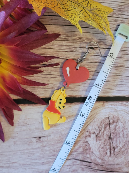 Honeybear Heart - Red Country Craft Barn Earrings (E-456)