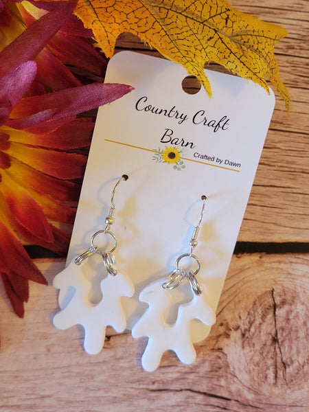 White Coral Cascade -  Silver/White Country Craft Barn Earrings (E-458)