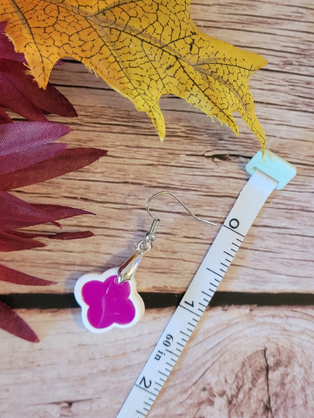 Pink Pop Flower - Pink/White Country Craft Barn Earrings (E-454)