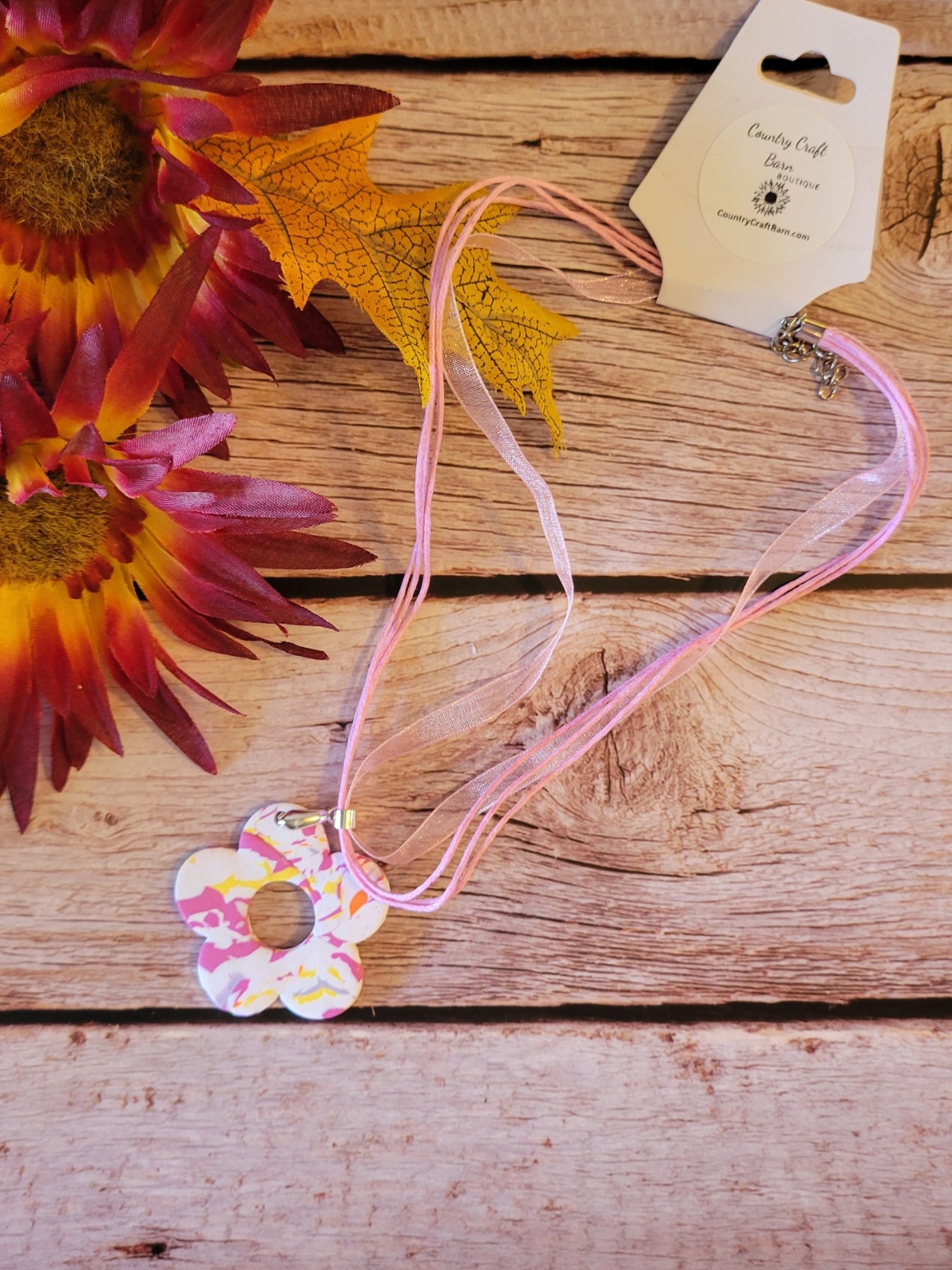 Pink Meadow Bloom - Pink Country Craft Barn Necklace (NL-665)