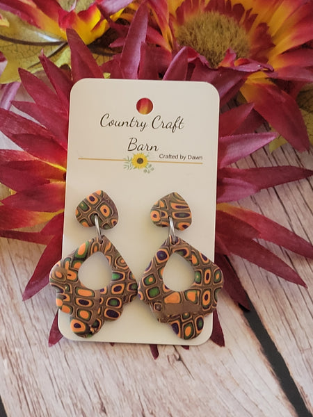 Mardi Gras Mosaic Country Craft Barn Earrings (E-467)