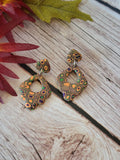 Mardi Gras Mosaic Country Craft Barn Earrings (E-467)
