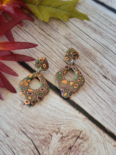 Mardi Gras Mosaic Country Craft Barn Earrings (E-467)