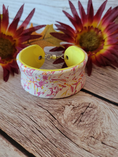 Sunset Brushstroke Cuff – Pink & Yellow Magnetic Country Craft Barn Bracelet (B-361)