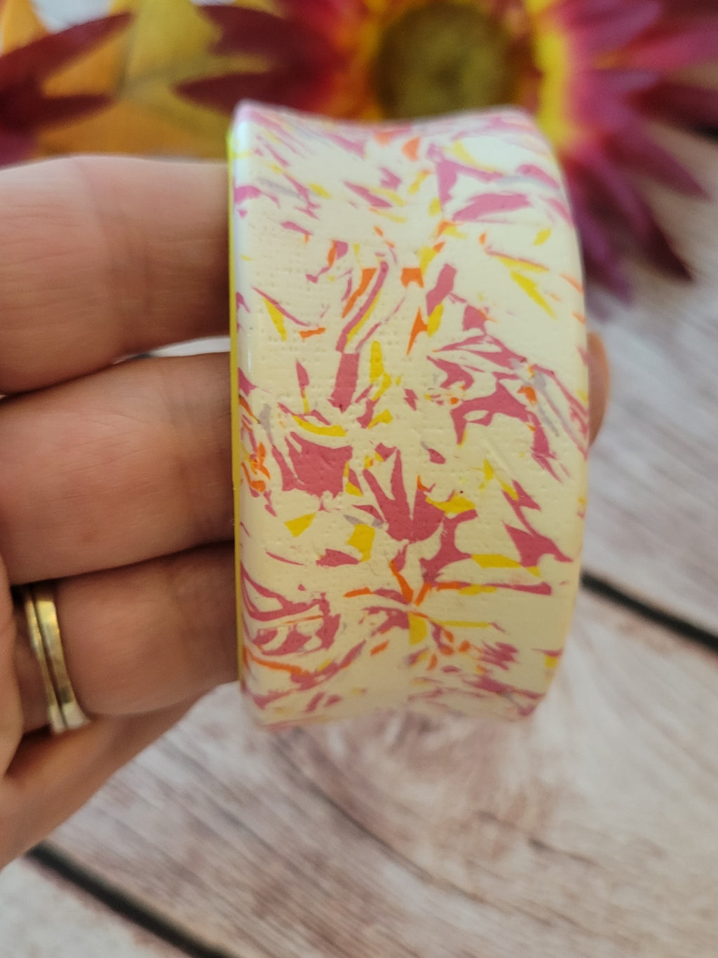 Sunset Brushstroke Cuff – Pink & Yellow Magnetic Country Craft Barn Bracelet (B-361)
