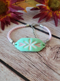Sweetheart Stitch - Mint/Pink/White Country Craft Barn Bracelet (B-382)