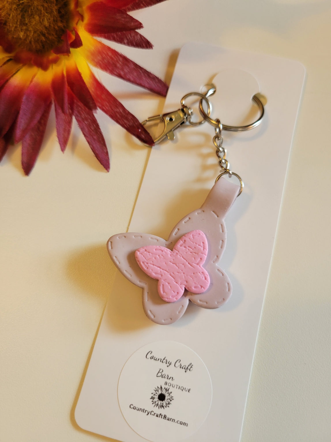 Butterfly - Lavender/Pink Country Craft Barn Handbag/Key Chain Charm (PC-010)