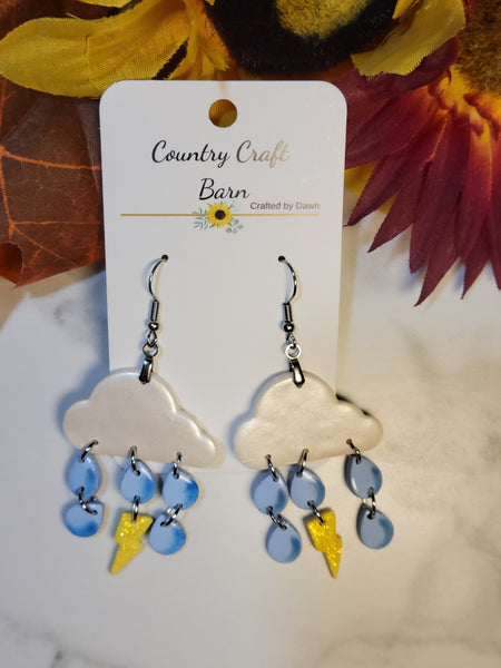 Stormy Day Showers - Blue/Yellow Country Craft Barn Earring (E-471)