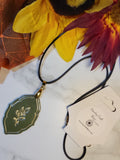 Gilded Grove - Olive Green Country Craft Barn Necklace (NL-667)