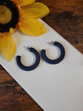 Midnight Curve - Navy - Country Craft Barn Hoop Earring (E-474)