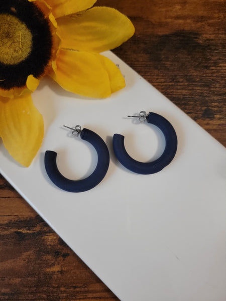 Midnight Curve - Navy - Country Craft Barn Hoop Earring (E-474)