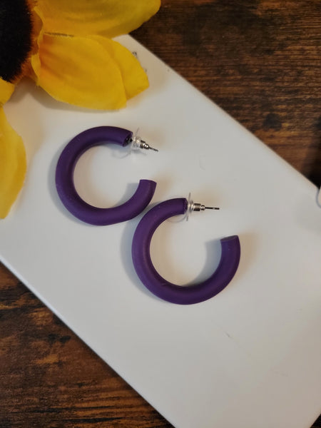 Royal Curve  - Purple - Country Craft Barn Hoop Earring (E-475)