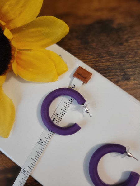 Royal Curve  - Purple - Country Craft Barn Hoop Earring (E-475)