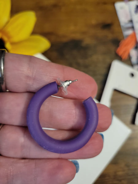 Royal Curve  - Purple - Country Craft Barn Hoop Earring (E-475)