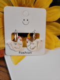 Country Coop Hoop White Country Craft Barn Hoop Earring (E-476)