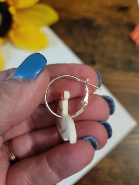 Country Coop Hoop White Country Craft Barn Hoop Earring (E-476)