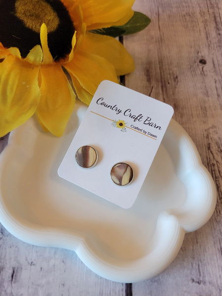 Earthtone Marble - Brown Country Craft Barn Little One Post Earrings (M-005)