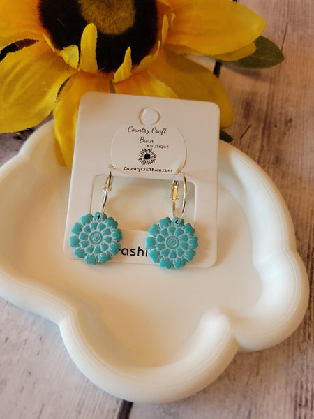 Country Garden - Blue Country Craft Barn Earrings (E-479)