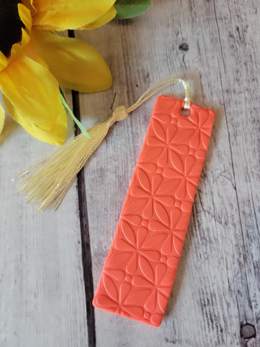 Coral Bloom - Bright Coral Country Craft Barn Bookmark (BM-006)
