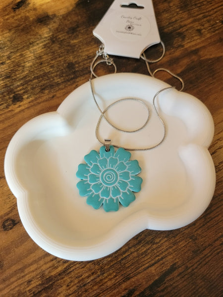 Rustic Blossom - Blue Country Craft Barn Necklace (NL-669)