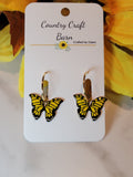 Dangling Butterfly - Yellow Country Craft Barn Earrings (E-487)