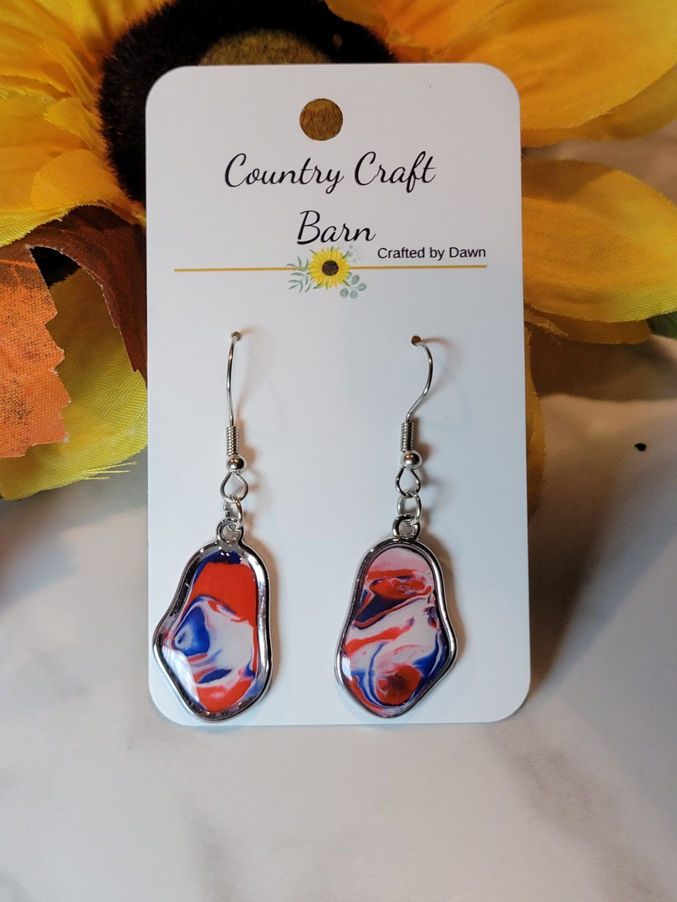 Americana Marble - Multi Country Craft Barn Earrings (E-490)
