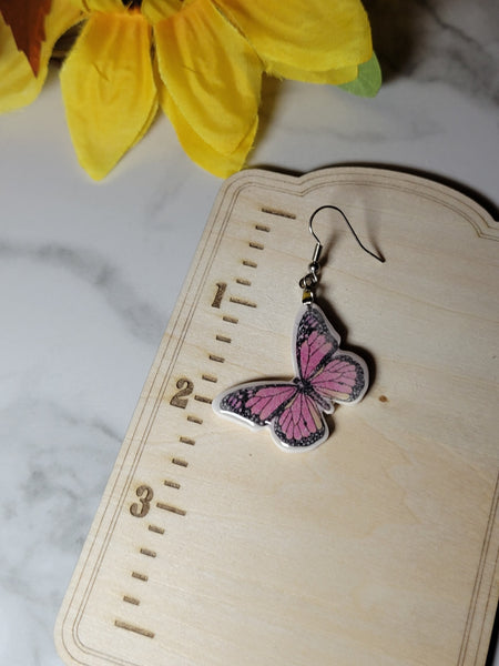 Spring Flight - Pink Country Craft Barn Earrings (E-492)