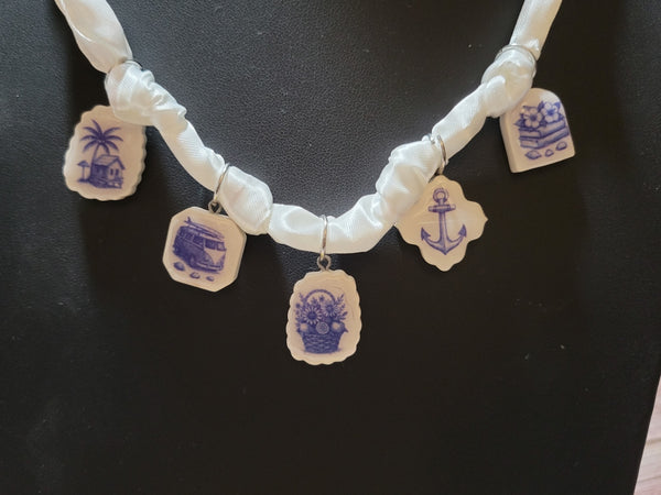 Seaside Story - White/Blue Craft Barn Necklace (NL-005)