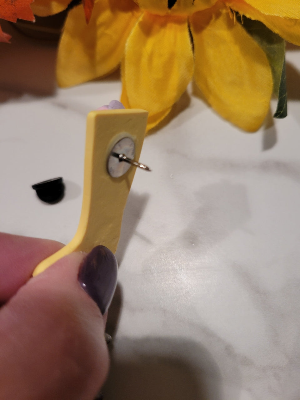 Country Garden Boot -Yellow/Purple Craft Barn Hat Pin (HP-002)