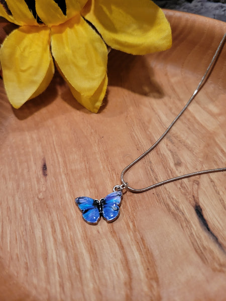 Blue Sky Butterfly - Blue Craft Barn Necklace (NL-008)