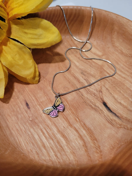 Sunrise Flutter - Yellow/Pink Craft Barn Necklace (NL-010)