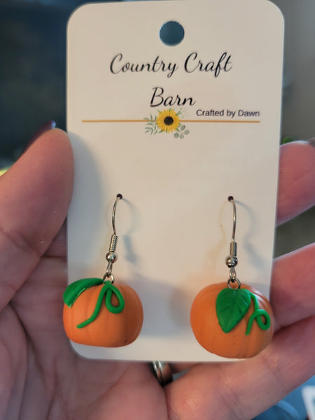 Pumpkin Patch Charm - Orange Country Craft Barn Earrings (E-405)