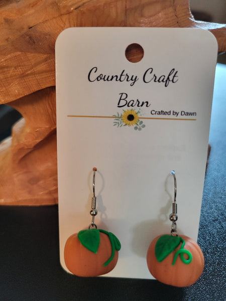 Pumpkin Patch Charm - Orange Country Craft Barn Earrings (E-405)
