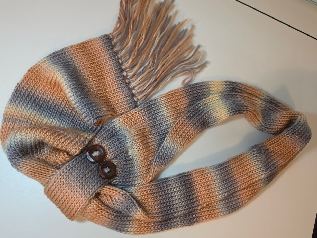 Fawn - Tan/Gray Country Craft Barn Fringe Scarf (KS-1008)