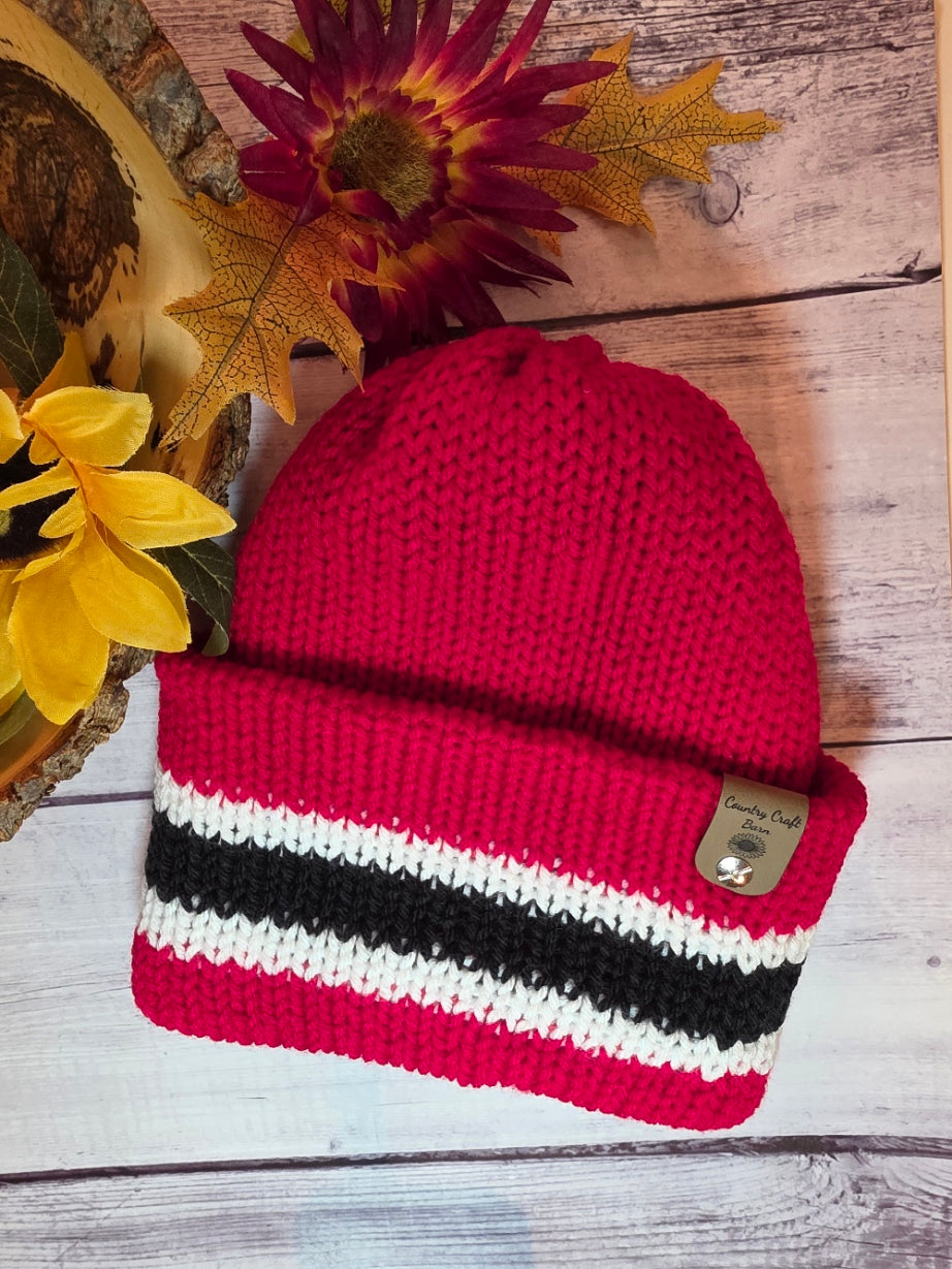 Team Spirit -Back/Red Country Craft Barn Reversible Knit Beanie (KH-2021)