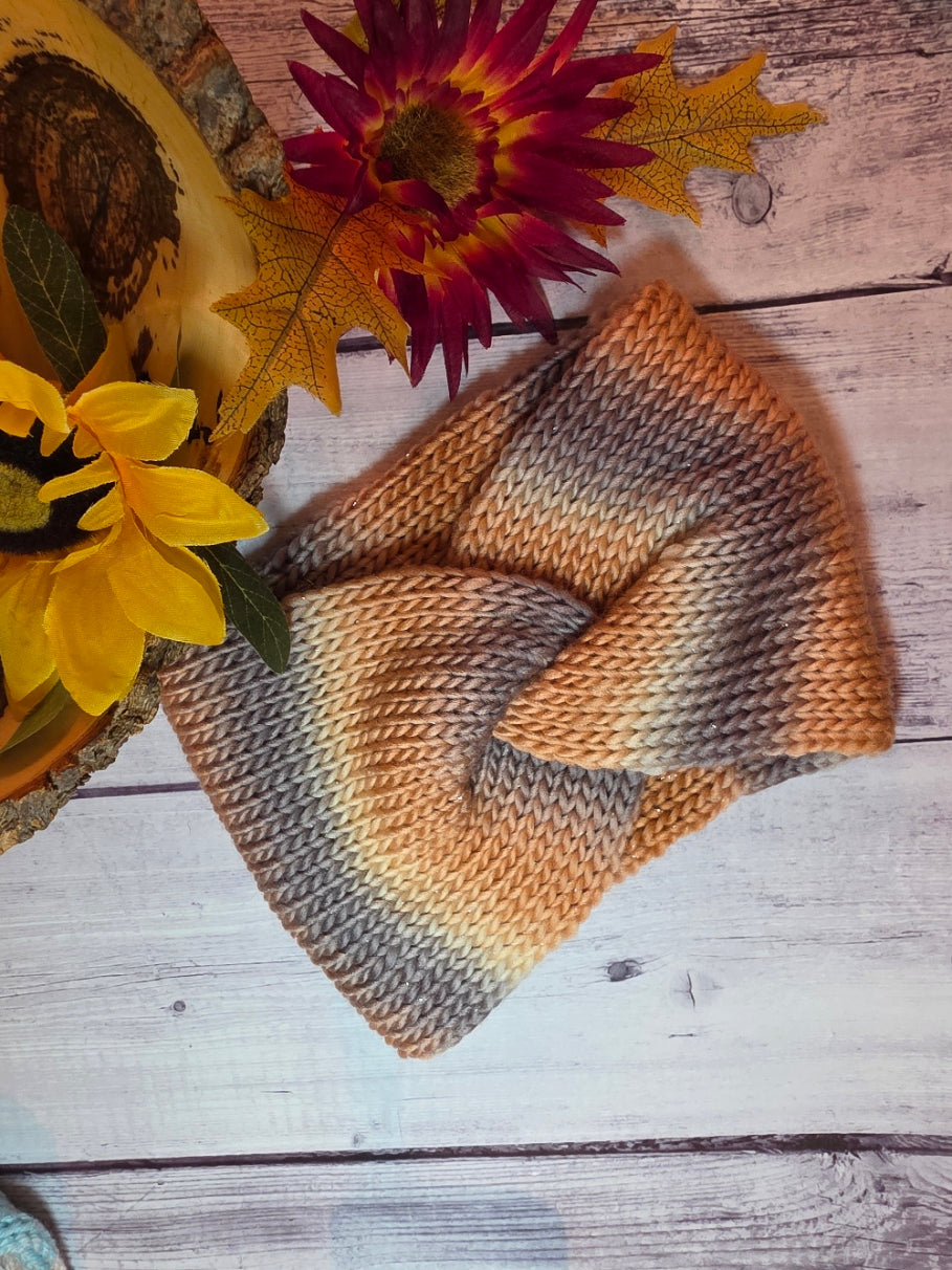 Fawn - Neutral/Gray Country Craft Barn Cross Knit Ear Warmer (HB-905)