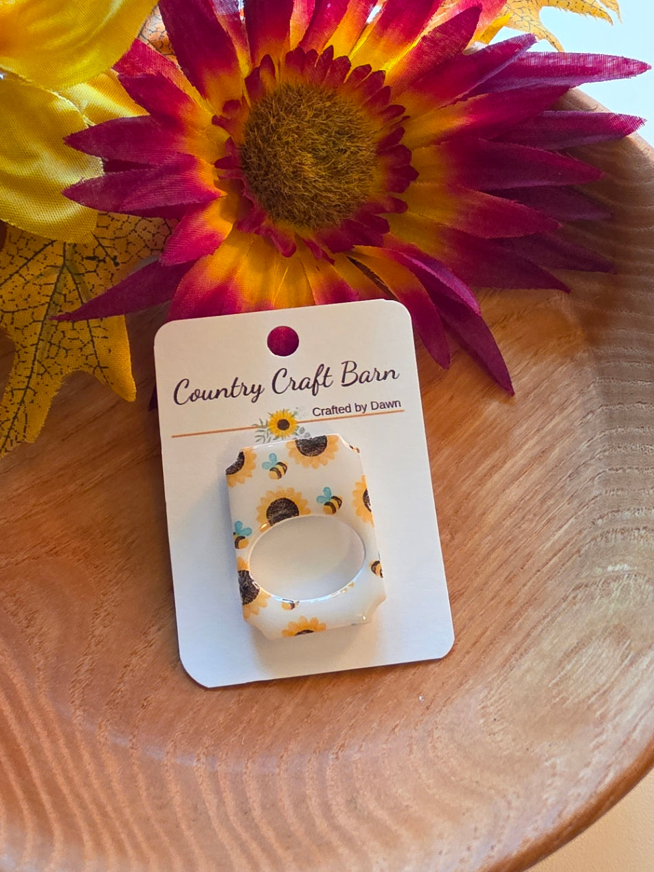 Sunflowers & Bumble Bees - Yellow Eyeglass Holder Pin (EP-005)
